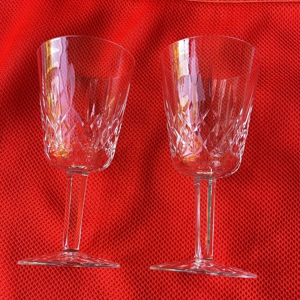 Set of 2 Vintage Crystal Waterford Wine Glasses..Lismore Pattern signed